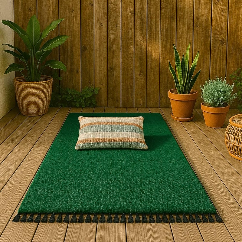 Open Road Goods Handmade Solid Color Yoga Blanket - Thick Mexican Blanket or Throw - Made for Yoga! (Green Blanket) - Image 3